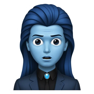 Wide Rick Astley with blue cursed Selene Delgado face with no eyes and Wide Rick Astleys blue and the background is pitch black sticker