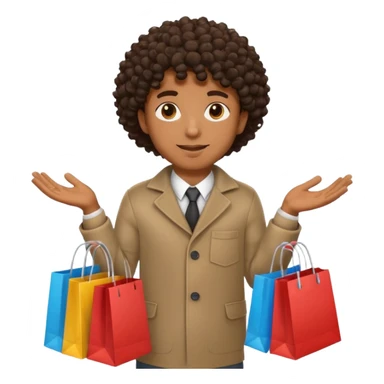black man with curly hair shopping sticker