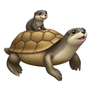 une loutre sur une tortue sticker