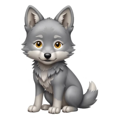 Wolf pup with soft fur and alert ears, half body, standing sticker