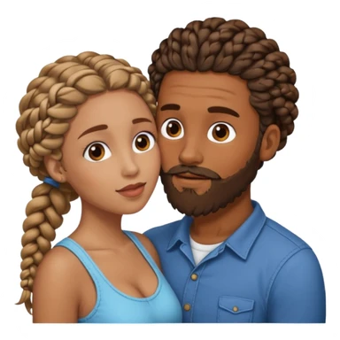 brown skin man with beard and braids making out with a white woman with curly brown hair  sticker