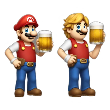 Mario sur le dos d'harry Potter qui a une bière dans une main sticker