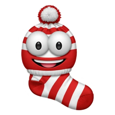 sock puppet with button eyes, red and white sock sticker