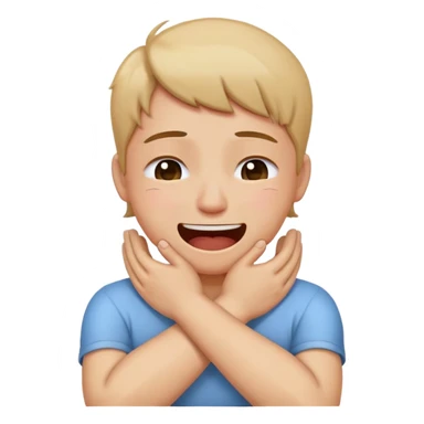 person holding neck crossed hands crying laughing  sticker