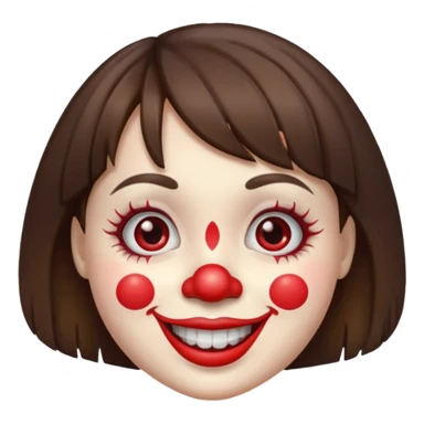 A clown emoji with brunette bangs sticker