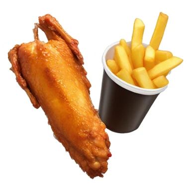 Chicken wings with fries and bubble tea sticker