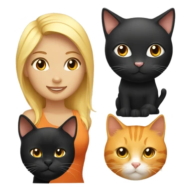 An orange cat and a black cat with a blonde hair female sticker