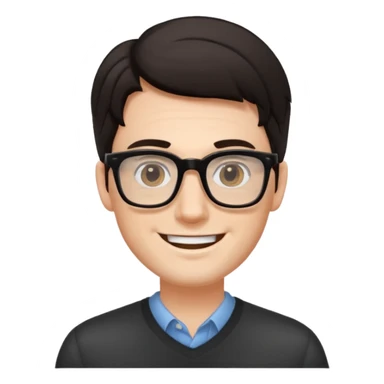 white guy with rectangular glasses dark hair sticker