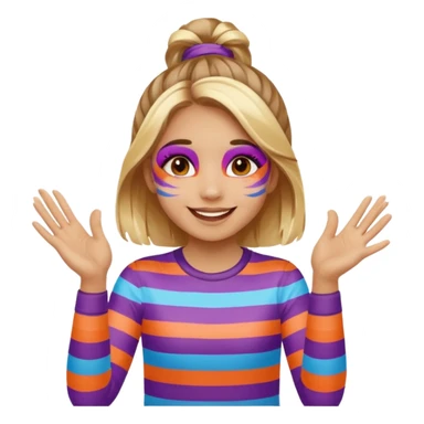 A cheerful girl with face paint stripes, clapping her hands with joy. sticker