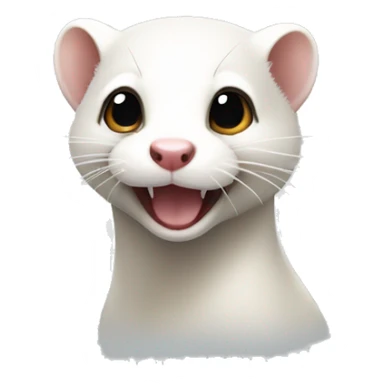 Ios 9.1 emoji style, white playful ferret sticker