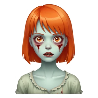 zombie girl with orange red hair and bangs sticker