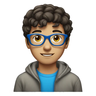 teen boy brunette with blue glasses sticker
