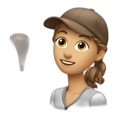 beautiful girl head brown  golf swing  sticker