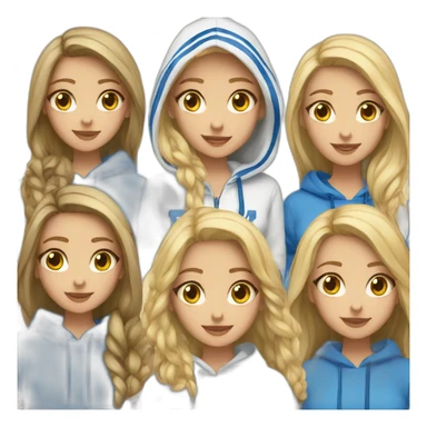 group of Israeli blonde girls in blue and white hoodie sticker