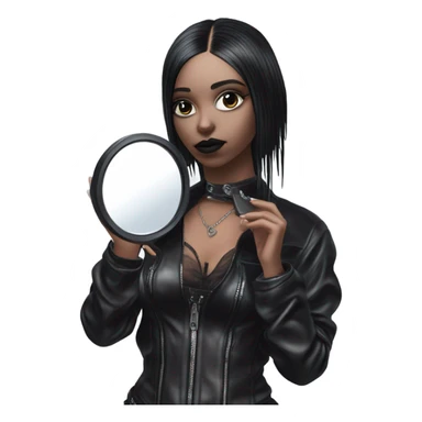 Hyper Realistic Goth victoria secret model looking into a handheld mirror  sticker