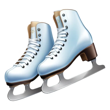 An icon showing The rink is surrounded by cheering spectators and soft arena lights, creating a beautiful, dynamic atmosphere. a pair of elegant figure skates placed on the smooth, sparkling ice of a grand ice arena. Transparent background highlights the grace and beauty of figure skating. sticker