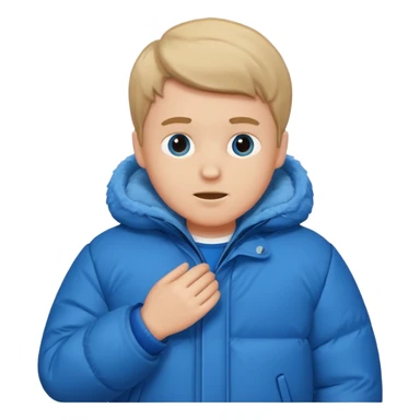 emoji- of a white boy putting on his coat sticker