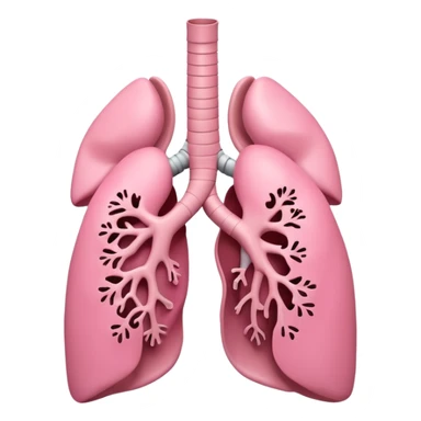 A 3D cartoon anatomical illustration of human lungs with trachea and bronchi, soft lighting, Memoji-style. sticker