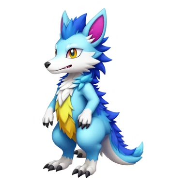  Colorful Kawaii Sergal-Fionbri FurSona Fakemon Full Body sticker