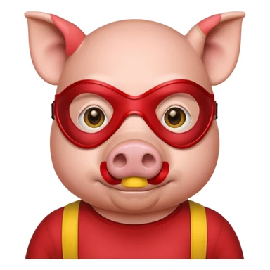 a pig hero with yellow mask and wearing shirt sticker