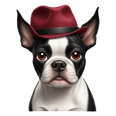 Boston terrier with a Harvard university hat on  sticker
