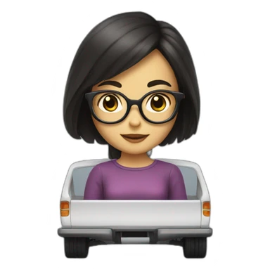 Truck and girl with glasses and dark hair sticker