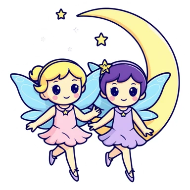 Moon Fairy Sisters sticker
