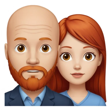 White bald man with red beard white girl with long brown hair  sticker