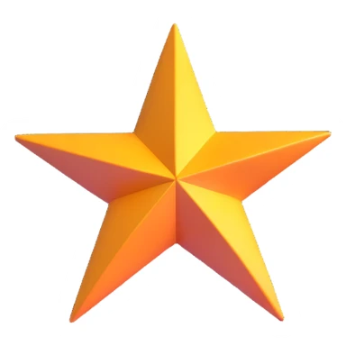 4-pointed star, three-dimensional, in a cartoon style, on a white background, bright colors, with a perspective composition, high saturation, prominent details, floating effect, lively atmosphere sticker
