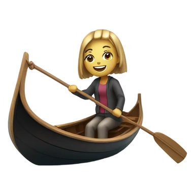 Gondola boat on water with happy girl with closed eyes sticker