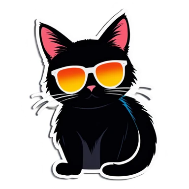 Black cat with sunglasses  sticker