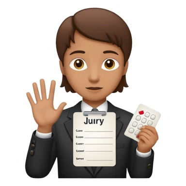 a jury member handing over a score card, simple, expressive, no text on card sticker