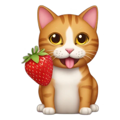 Cat eats strawberry sticker
