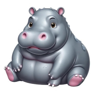 Fat cute shiny hippopotamus sticker