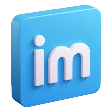 LinkedIn icon in 3D style, blue and white, with subtle shadows and depth, visually appealing for digital platforms sticker