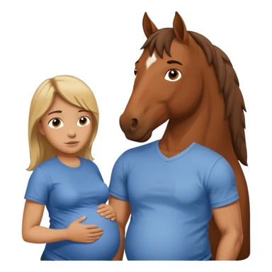 pregnant man  with horse sticker