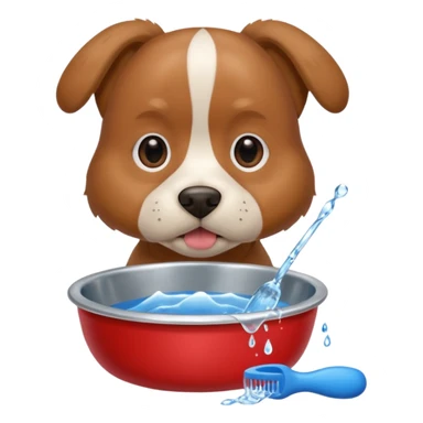 dog, dog bowl, toy, grooming tool sticker