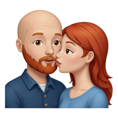 White Bald man with red beard kissing white girl with brown hair sticker