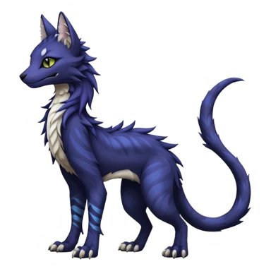 Kawaii dark edgy fantasy feline-vernid-sergal-fursona animal creature with a tufted tail full body with intricate markings  sticker
