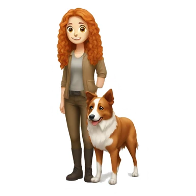 Ginger girl with a Australien Shepherd  sticker