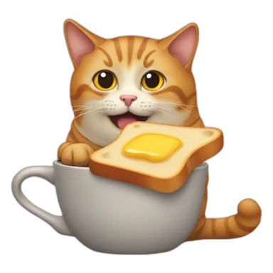 cat with a buttered toast securely tied to its back sticker