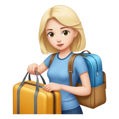 Katie packing her bags sticker