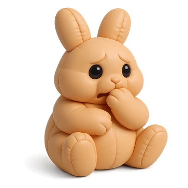 apricot bunny biting paw nervously, full body, cushion style, flawless appearance, no imperfections sticker