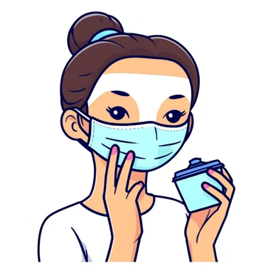 A girl doing skin care sticker