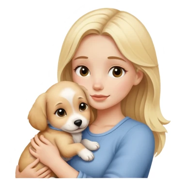 Blonde girl hugging puppy sticker