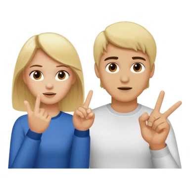 une fille blonde qui fait un doigt d'honneur a un mec brun parce qu'il vient de l'insulter sticker