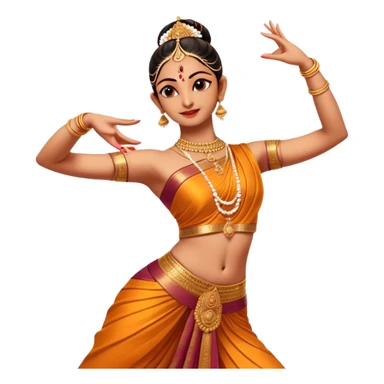 cinematic-realistic-bharatanatyam-dance-emoji,-depicted-as-an-elegant-classical-indian-dance-performance-with-graceful-poses,-intricate-costumes,-and-expressive-hand-gestures,-rendered-with-rich-textures-and-warm-dramatic-lighting, single dancer sticker