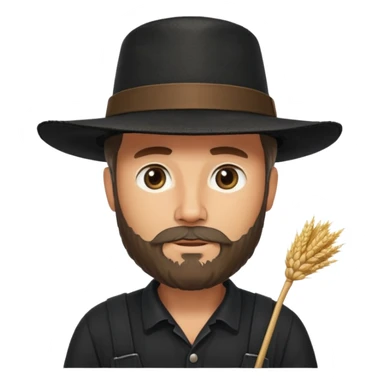 Puritan farmer male middle age with beard black clothes straw hat amish sticker
