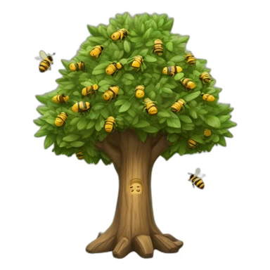 Arbol Algarrobo histórico con abejas tiernas  sticker