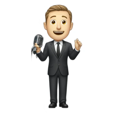 tim robinson in suit singing into microphone on stand (full body, ios17) sticker